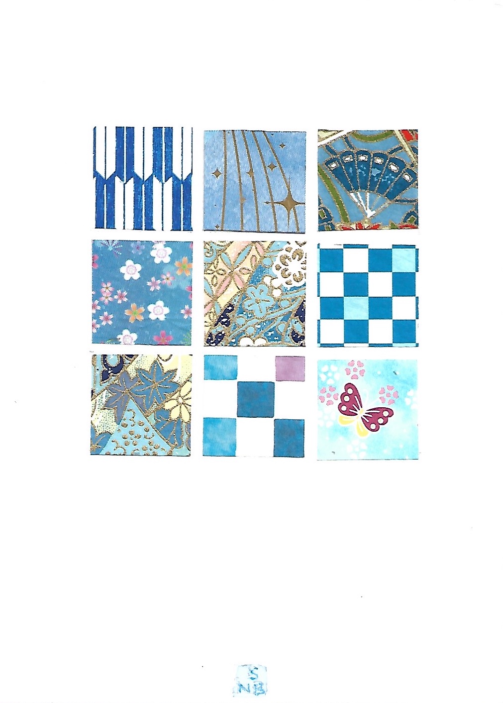 12. Blue Theme 9 Squares Card, 5 inches by 7 inches, $5