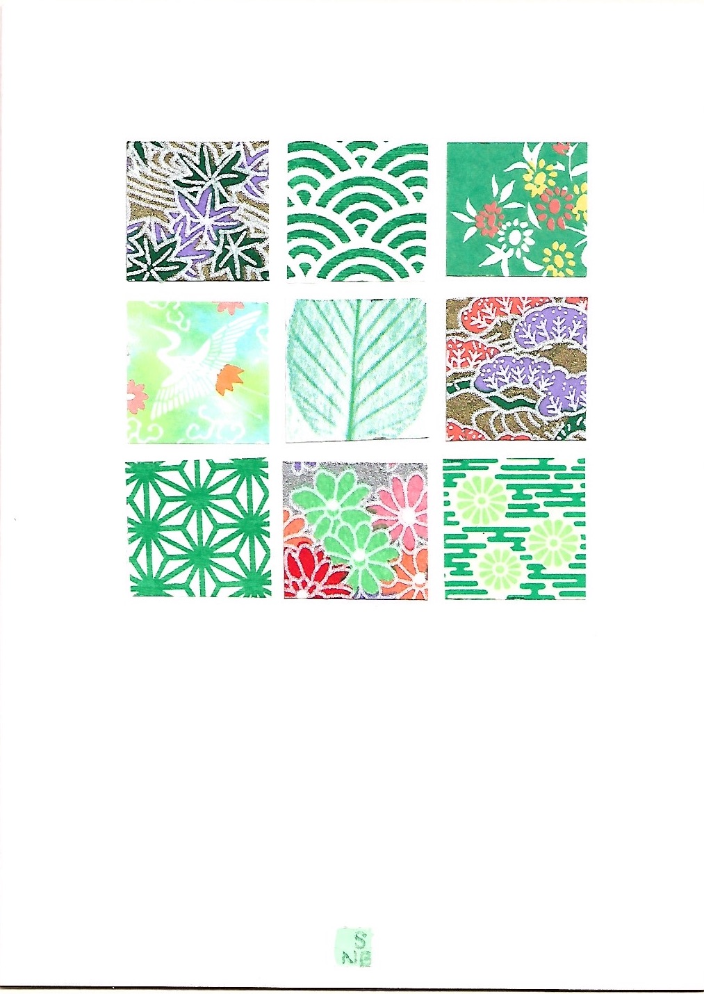 2. 9 Squares Green Theme Card, $5